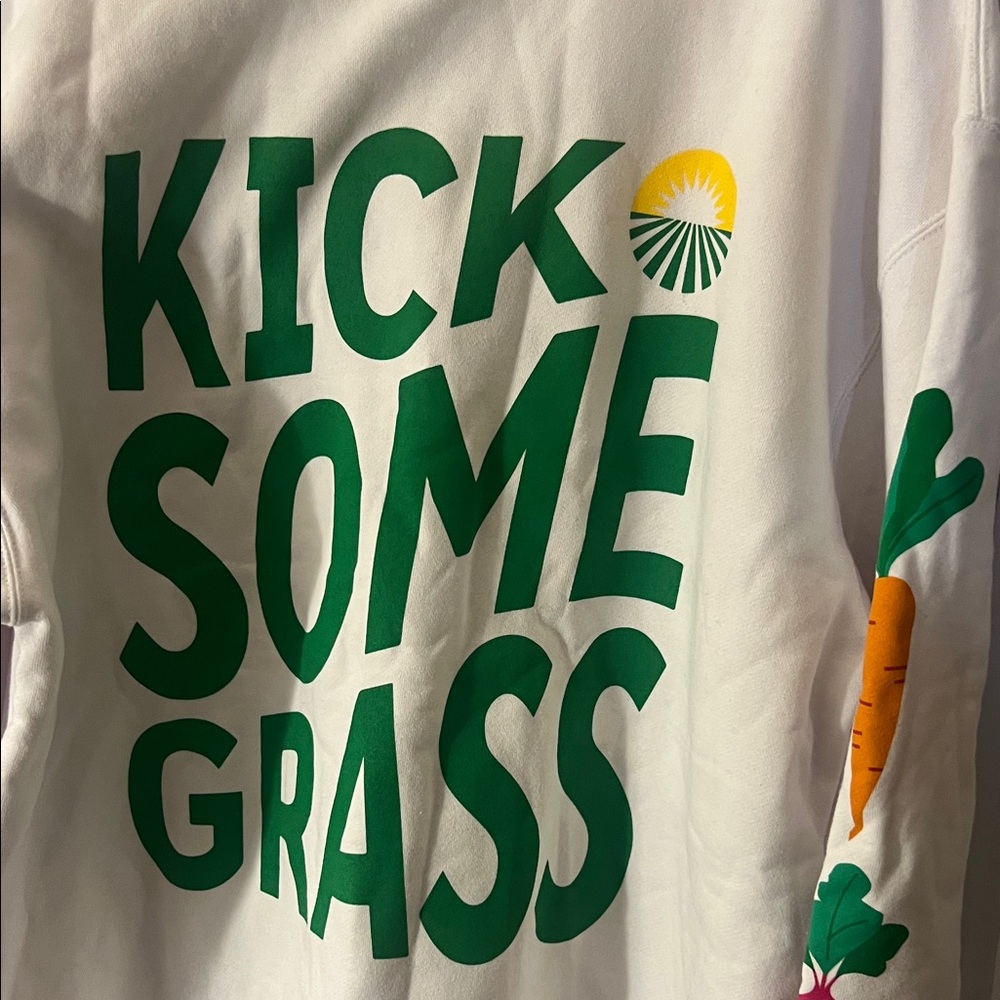 Amazing Grass Kick Some Grass Graphic Crewneck Sweatshirt Men’s Large White - Picture 5 of 13